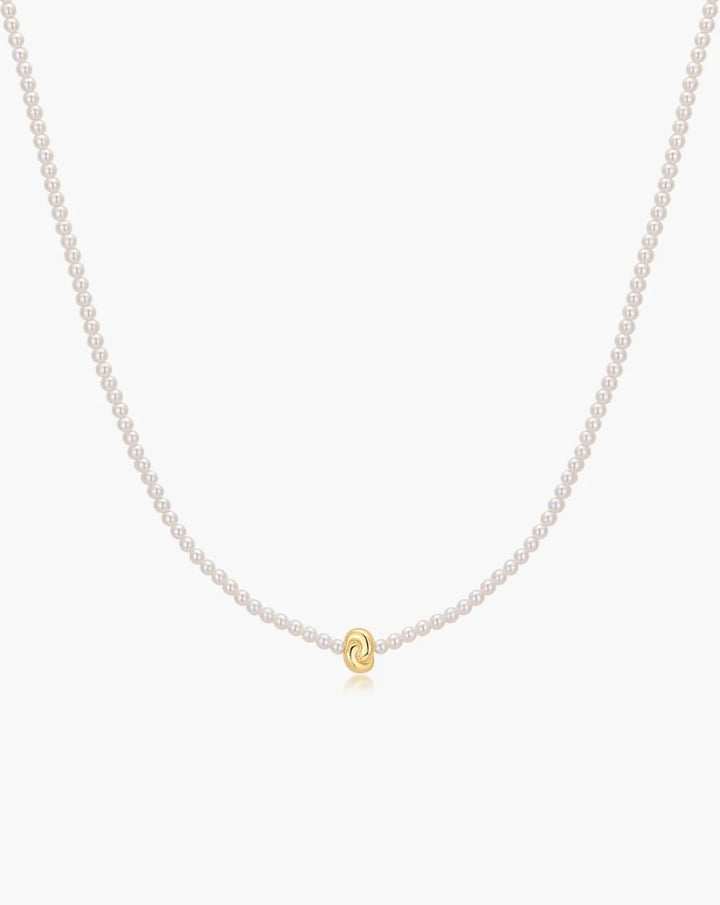 Ania Haie Gold Twist & Glass Pearl Beaded 35.5-43cm Necklace N077-01G