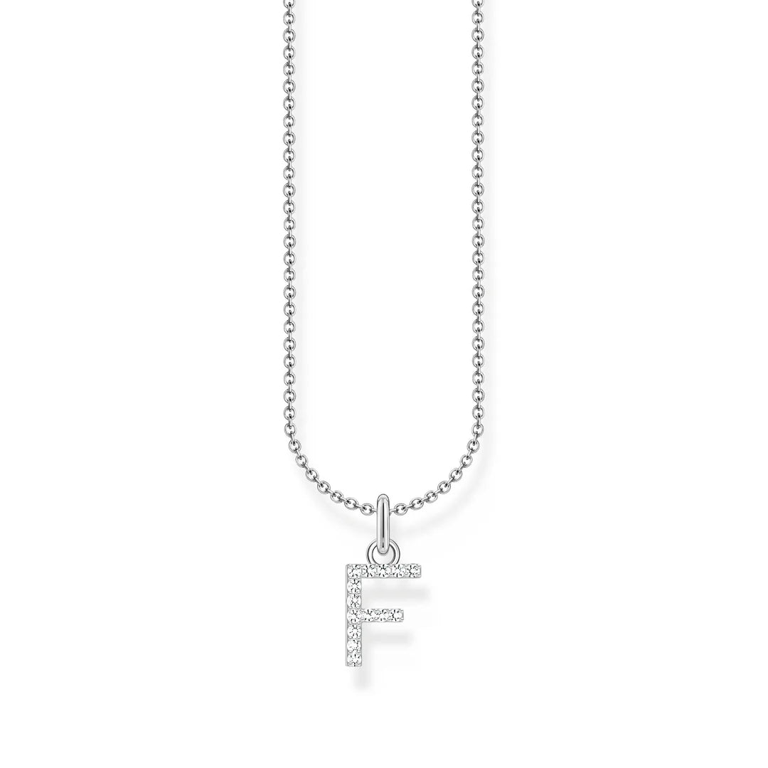 THOMAS SABO NECKLACE with Letter Pendant F and White Zirconia - SILVER TKE2245