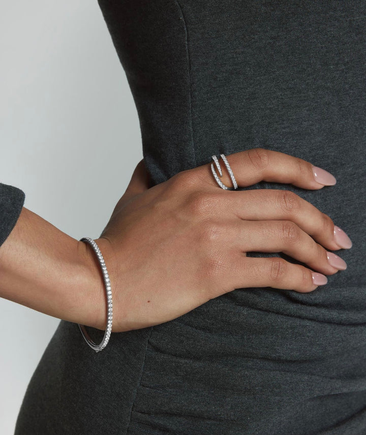 Ania Haie Silver Spiral Pavé Adjustable Ring R079-01H