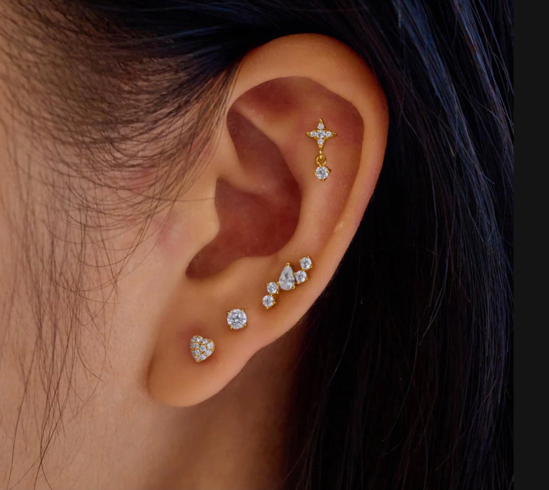 Ania Haie Gold Pave Heart Barbell Single Earring E070-04G