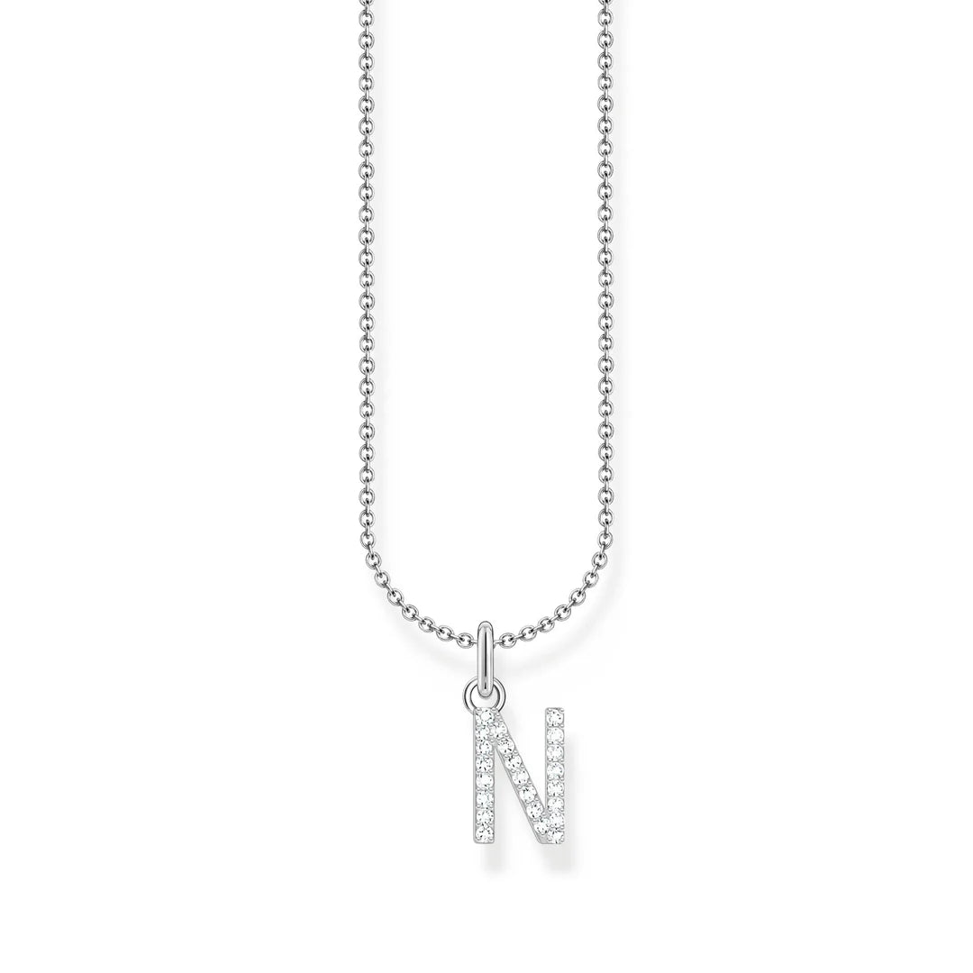 THOMAS SABO NECKLACE with Letter Pendant N and White Zirconia - SILVER TKE2253