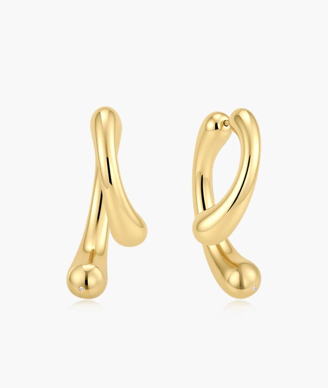 ANIA HAIE Gold Sculptural Arc Hoop Earrings E078-16G