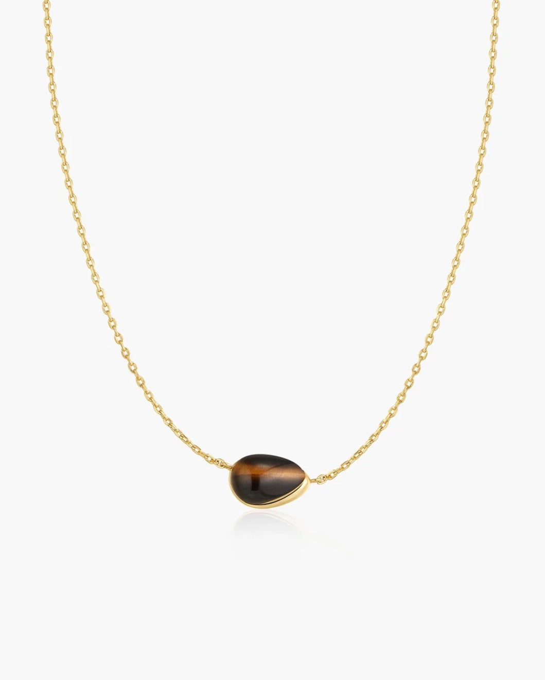 Ania Haie Gold Bezel Tiger’s Eye Organic Dome Pebble Necklace N076-02G-TE