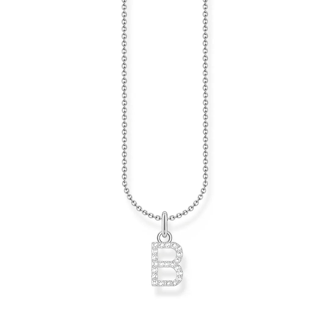 THOMAS SABO NECKLACE with Letter Pendant B and White Zirconia - SILVER TKE2241