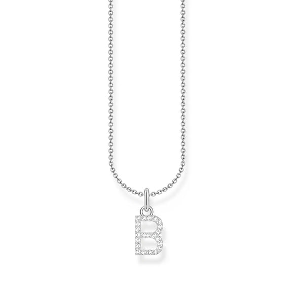 THOMAS SABO NECKLACE with Letter Pendant B and White Zirconia - SILVER TKE2241