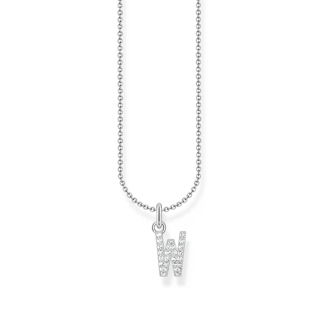 THOMAS SABO NECKLACE with Letter Pendant W and White Zirconia - SILVER TKE2262