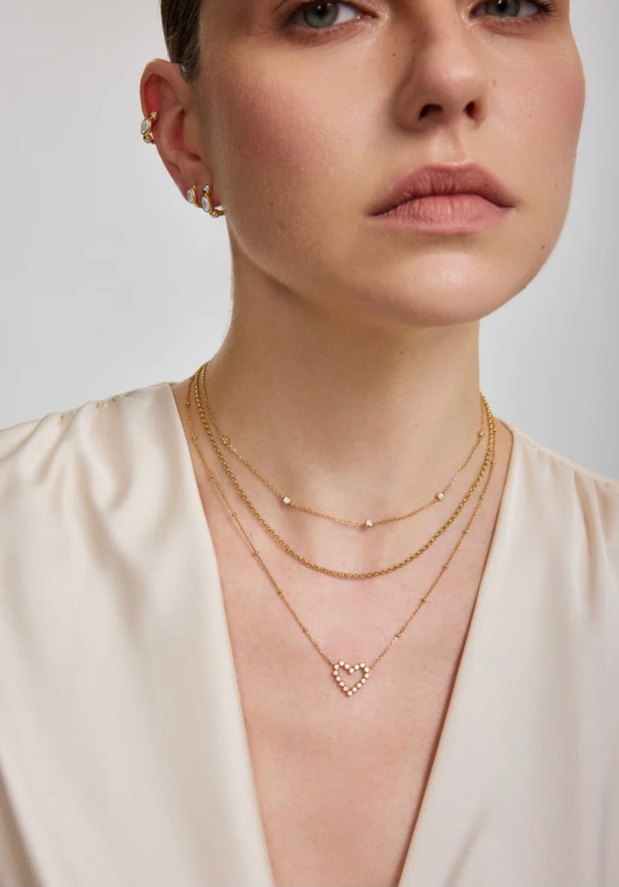 Ania Haie Gold Bezel-Set Round Open Heart Necklace N076-07G
