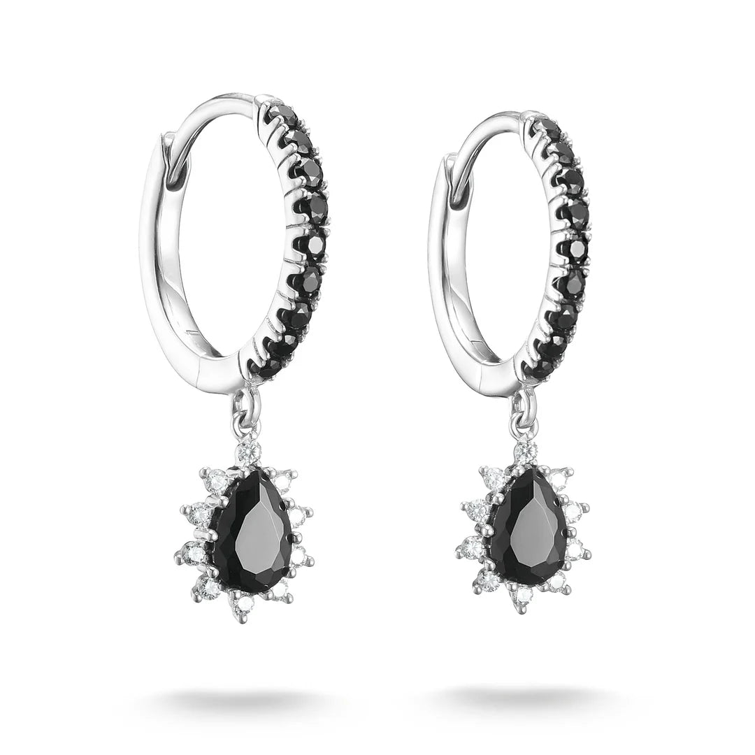 THOMAS SABO Hoop Earrings With Black Pendant Zirconia TCR748BL