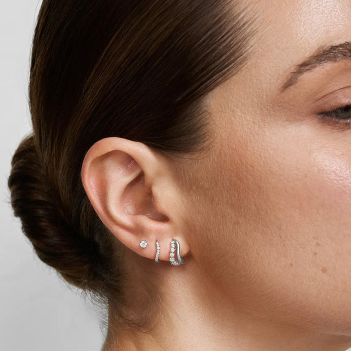 Ania Haie Silver Duet Wave Huggie Hoop Earrings E079-10H
