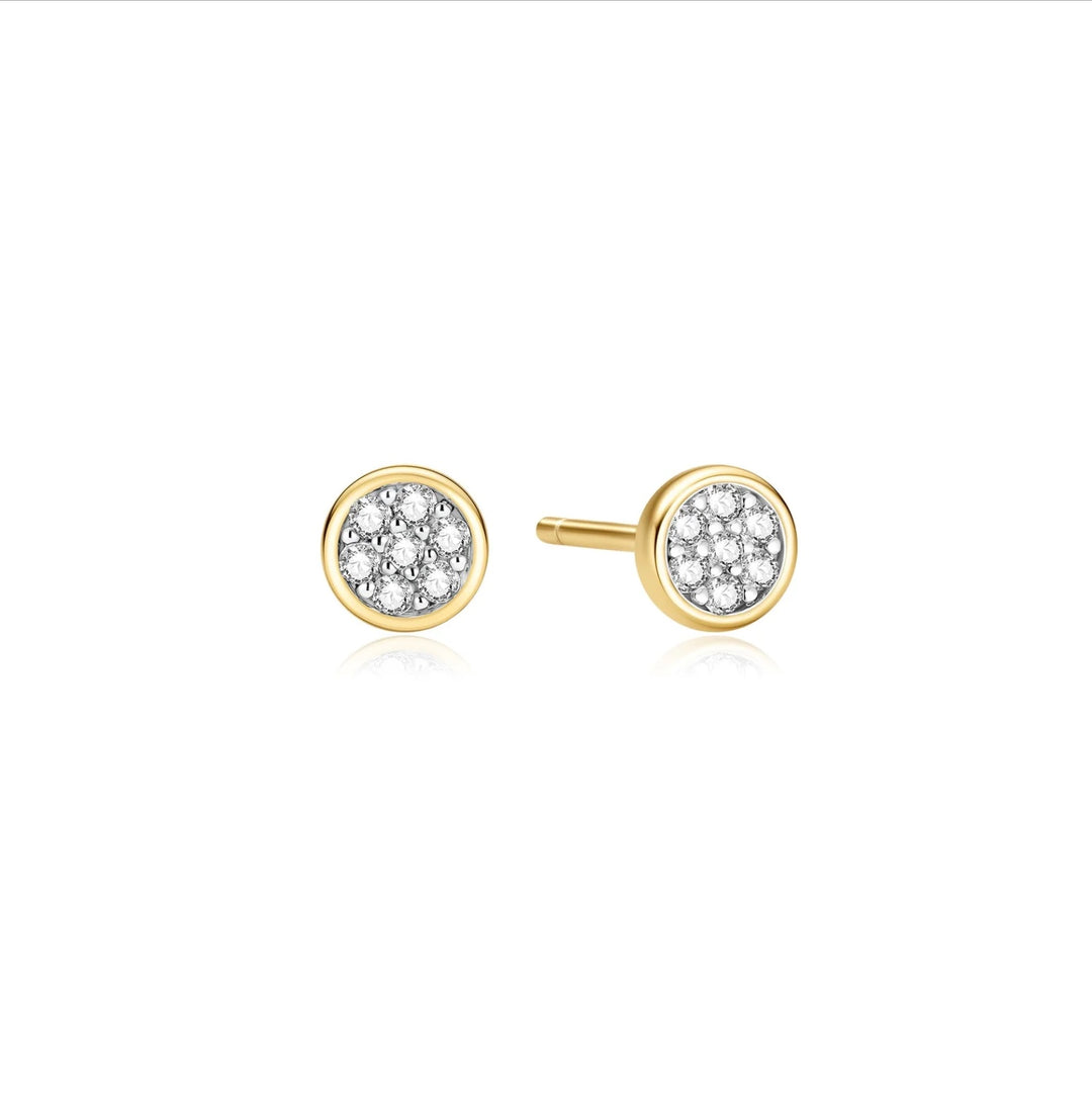 Ania Haie Gold Small Pave Disc Stud Earrings E075-02G
