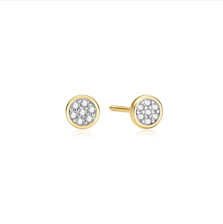 Ania Haie Gold Small Pave Disc Stud Earrings E075-02G