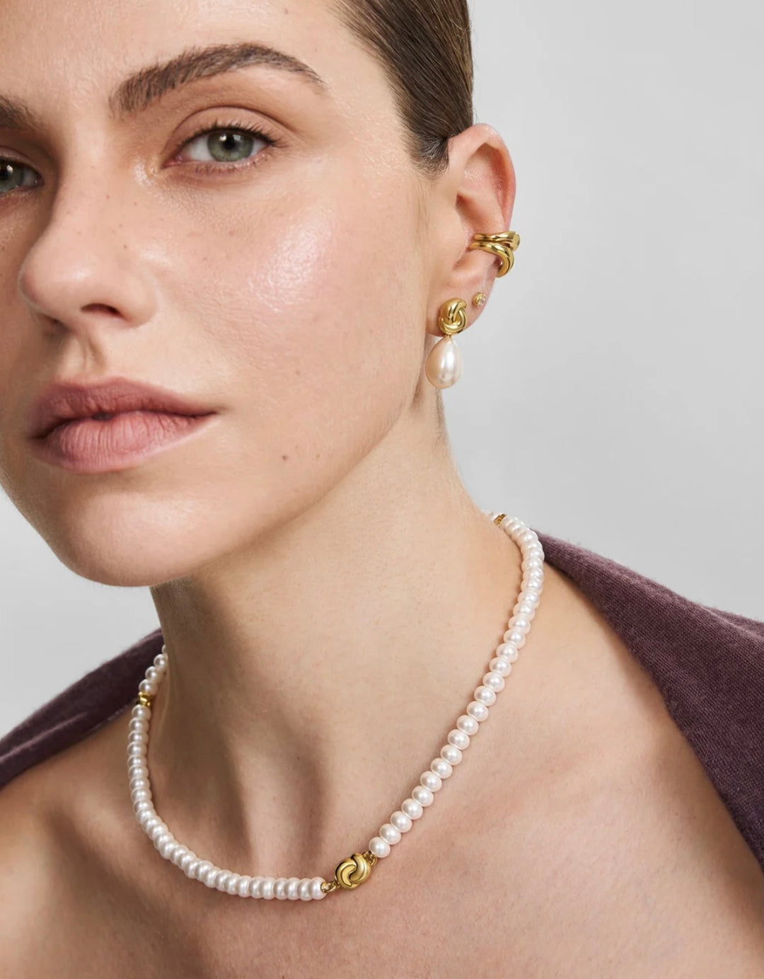 Ania Haie Gold Glass Pearl Beaded Twist Station 43cm Necklace N077-02G