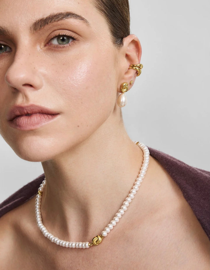Ania Haie Gold Glass Pearl Beaded Twist Station 43cm Necklace N077-02G
