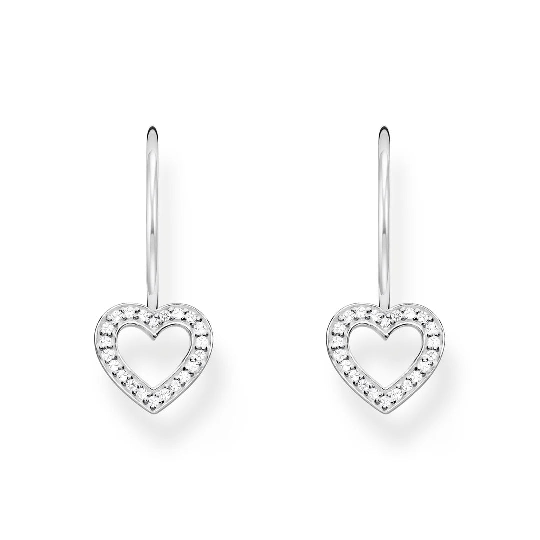 THOMAS SABO EARRINGS Heart-Shaped with White Zirconia - Silver TH2292