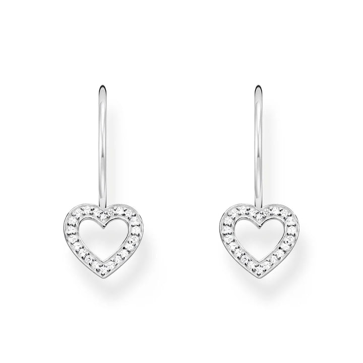 THOMAS SABO EARRINGS Heart-Shaped with White Zirconia - Silver TH2292