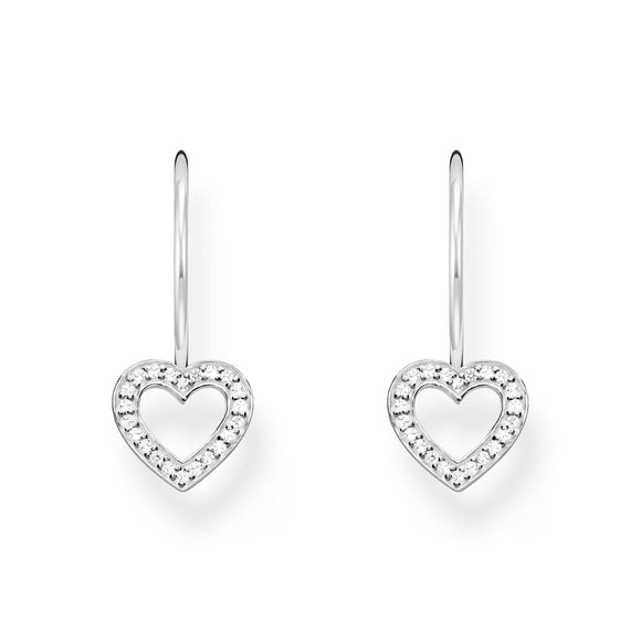 THOMAS SABO EARRINGS Heart-Shaped with White Zirconia - Silver TH2292