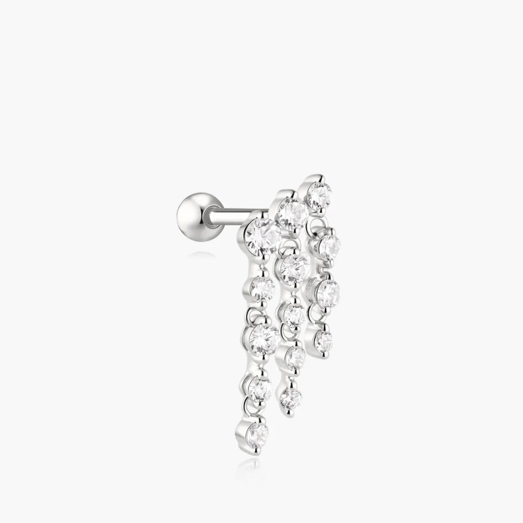 Ania Haie Silver Triple Fringe Barbell Earring E079-05H
