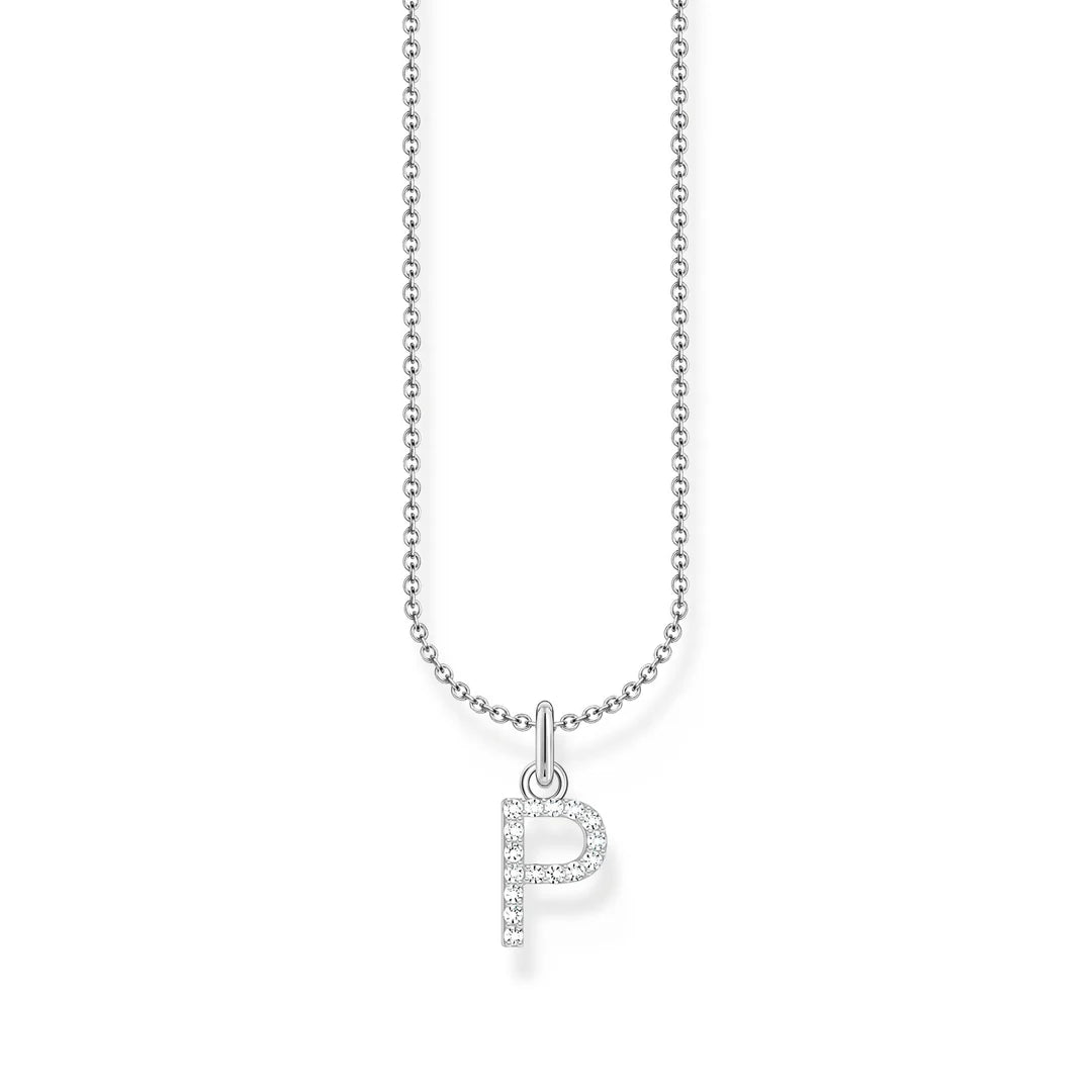 THOMAS SABO NECKLACE with Letter Pendant P and White Zirconia - SILVER TKE2255