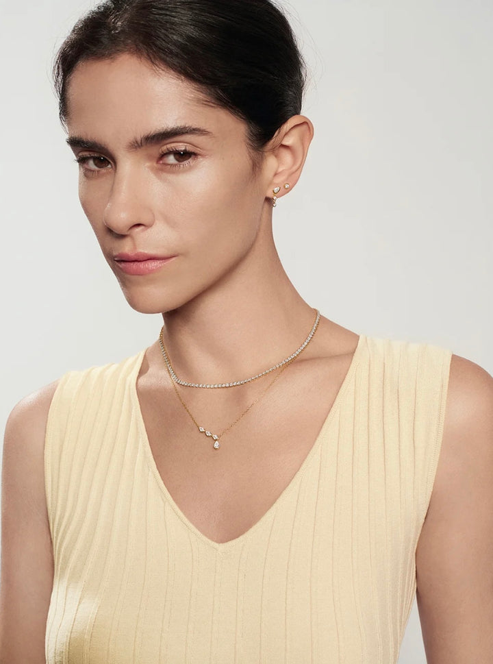 Ania Haie Gold Half-Bezel Angled & Dangle Teardrop Necklace N076-06G