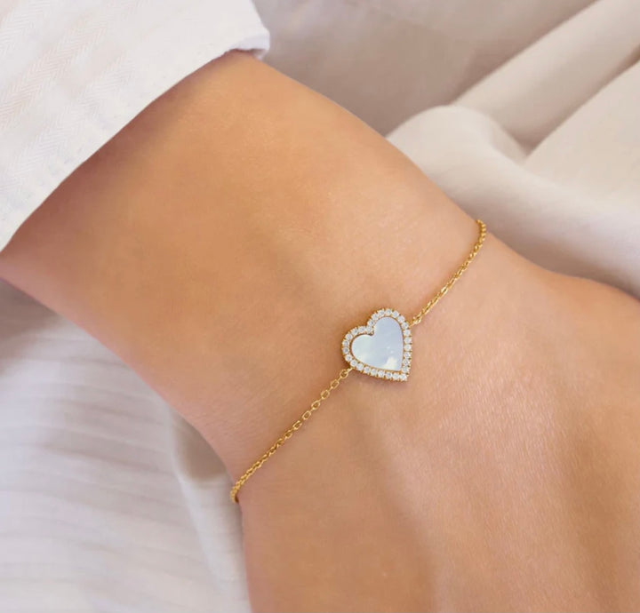 Ania Haie Gold Mother of Pearl Halo Heart Bracelet B071-05G