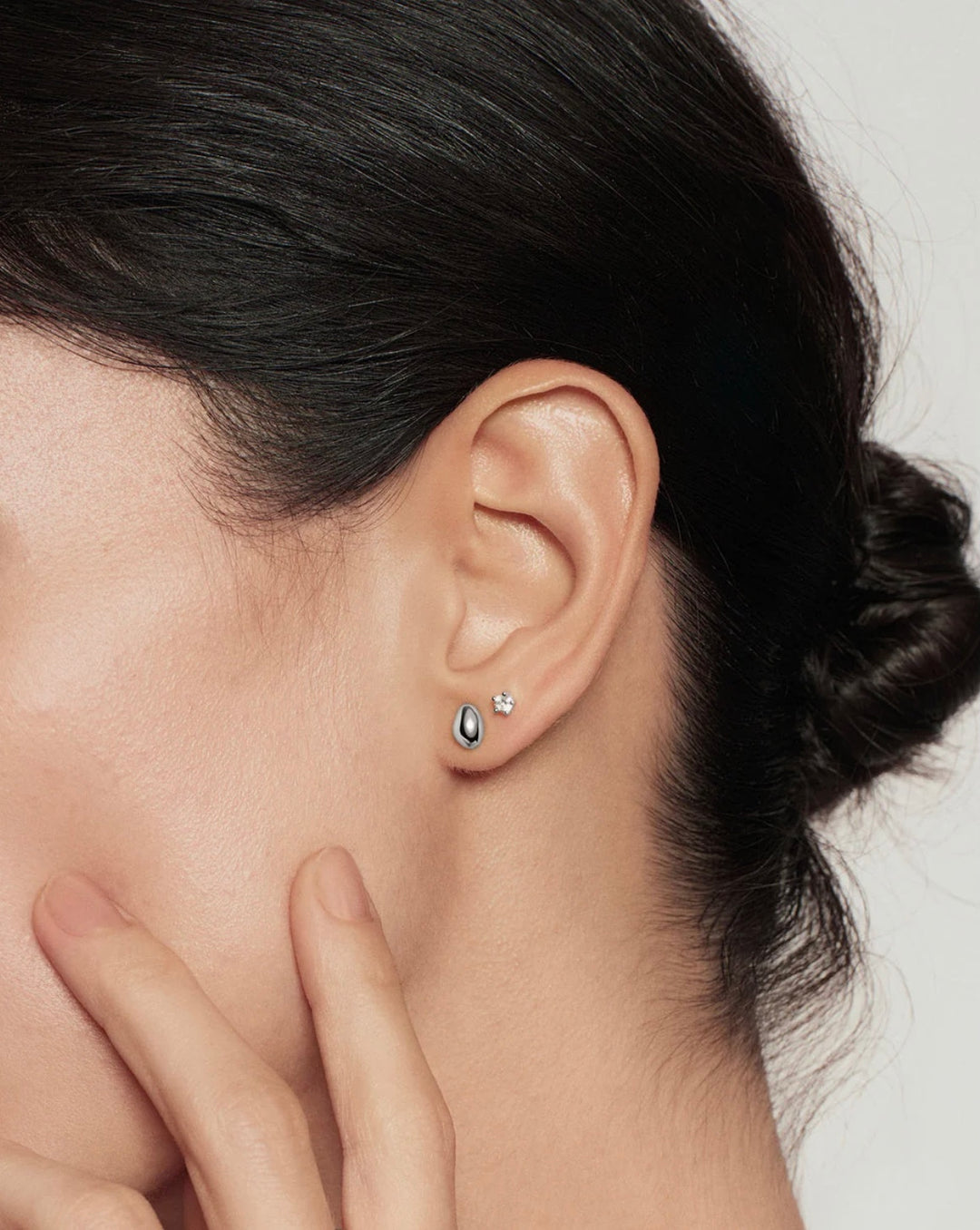 Ania Haie Silver Organic Dome Pebble Stud Earrings E076-02H