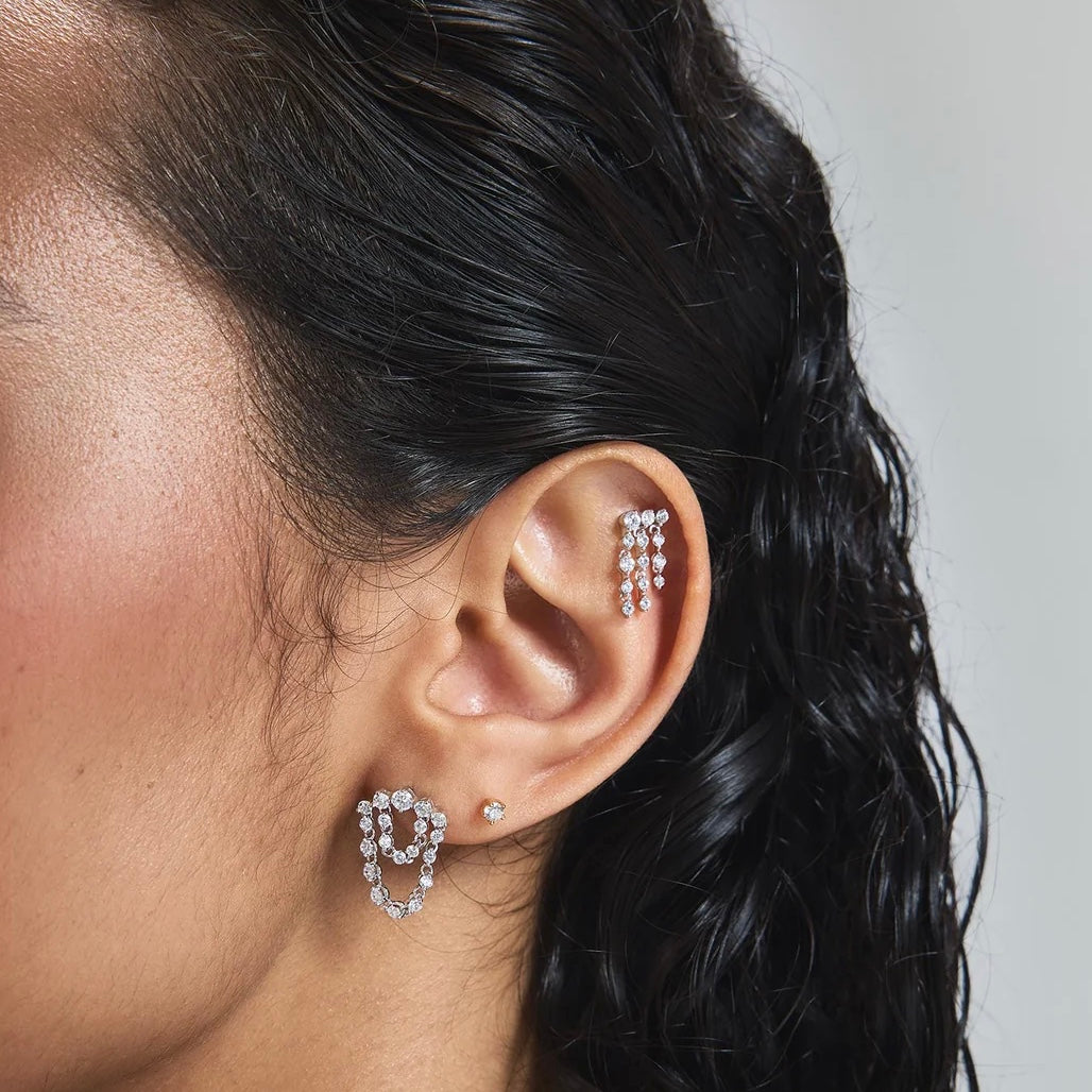 Ania Haie Silver Triple Fringe Barbell Earring E079-05H