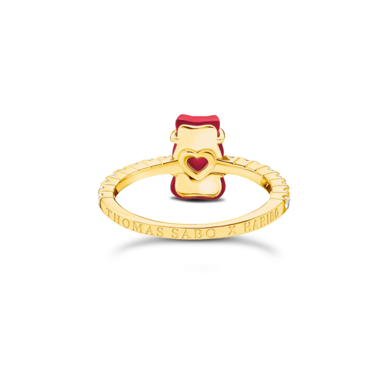 THOMAS SABO Gold-plated Ring with Strawberry Red Gold Bear TR2459RY