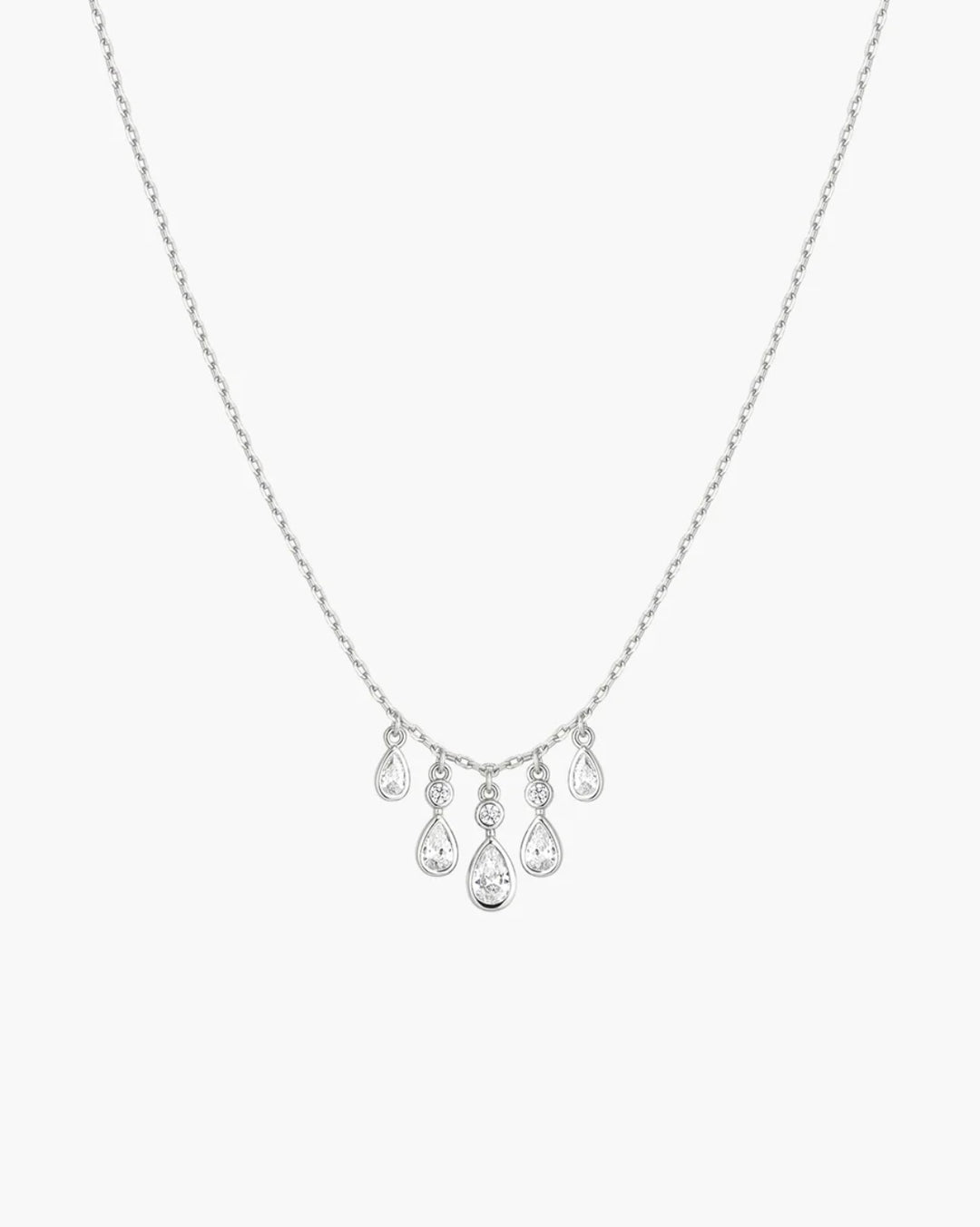 Ania Haie Silver Bezel-Set Teardrop Cascade Necklace N076-04H