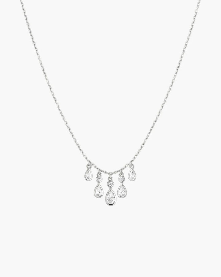 Ania Haie Silver Bezel-Set Teardrop Cascade Necklace N076-04H