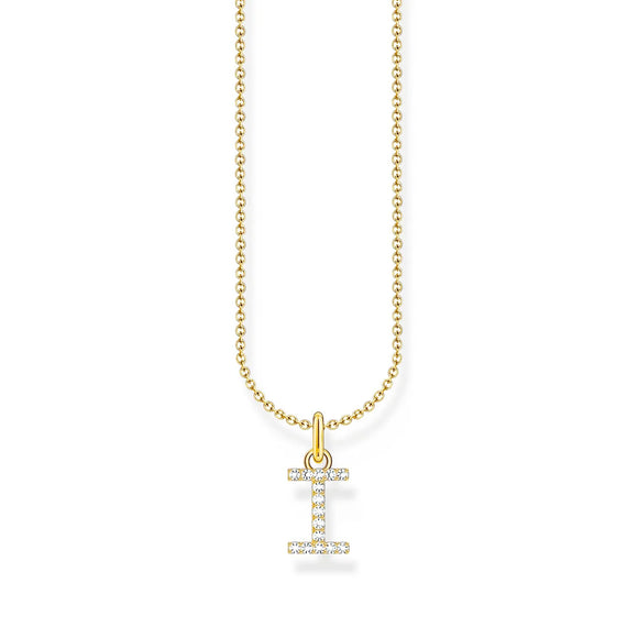 THOMAS SABO NECKLACE with Letter Pendant I and White Zirconia - GOLD TKE2248Y