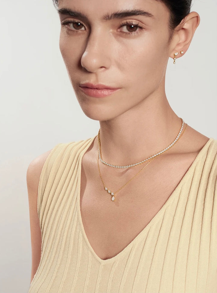 Ania Haie Gold Half-Bezel Angled & Dangle Teardrop Necklace N076-06G