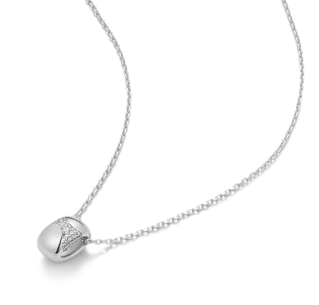 Ania Haie Silver Puffed Rivulet Pave Necklace N072-03H