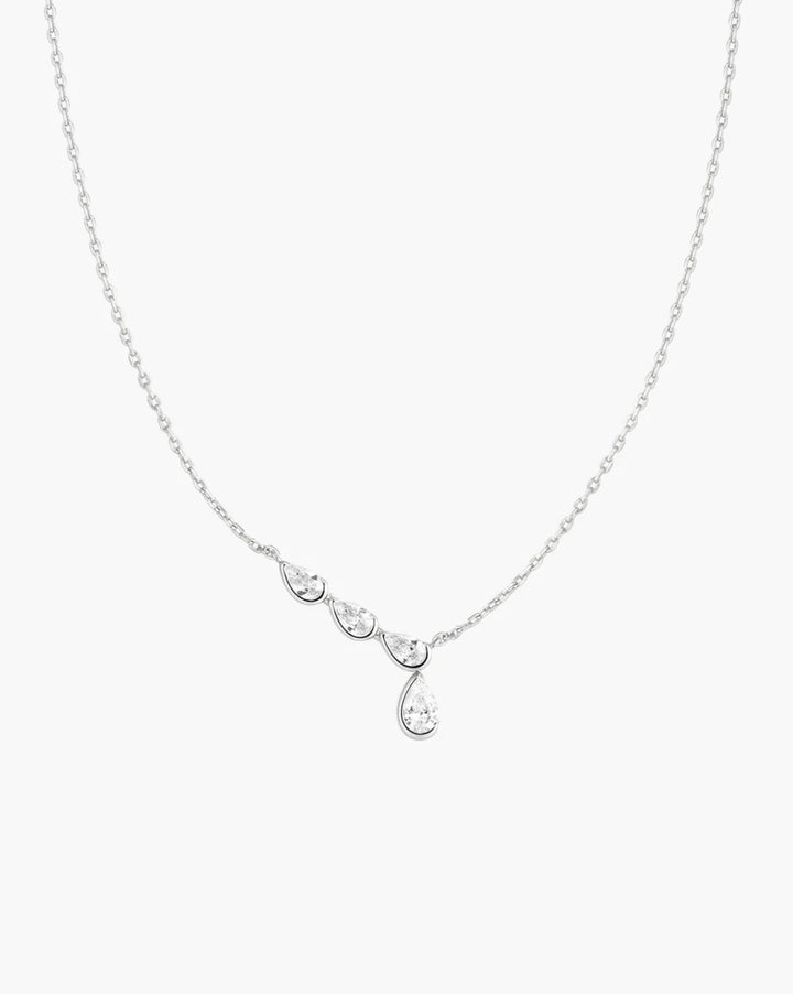 Ania Haie Silver Half-Bezel Angled & Dangle Teardrop Necklace N076-06H