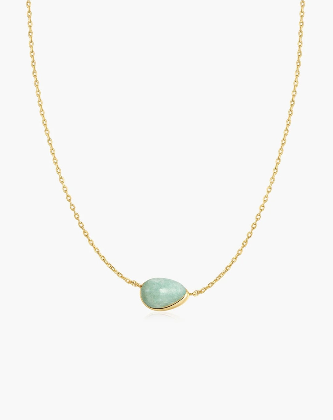 Ania Haie Gold Bezel Amazonite Organic Dome Pebble Necklace  N076-02G-AE