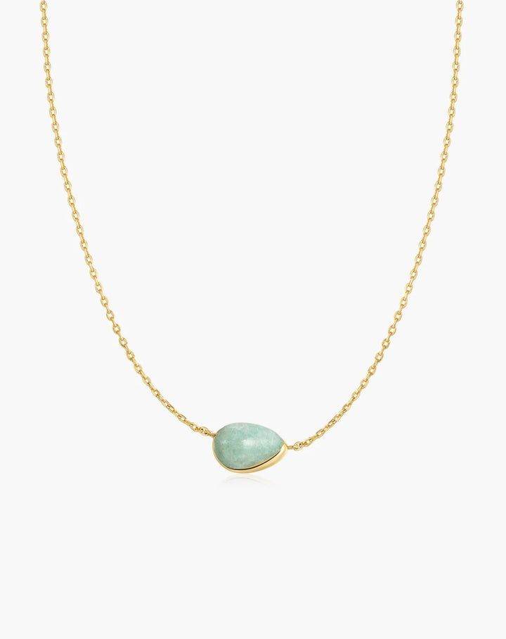 Ania Haie Gold Bezel Amazonite Organic Dome Pebble Necklace  N076-02G-AE