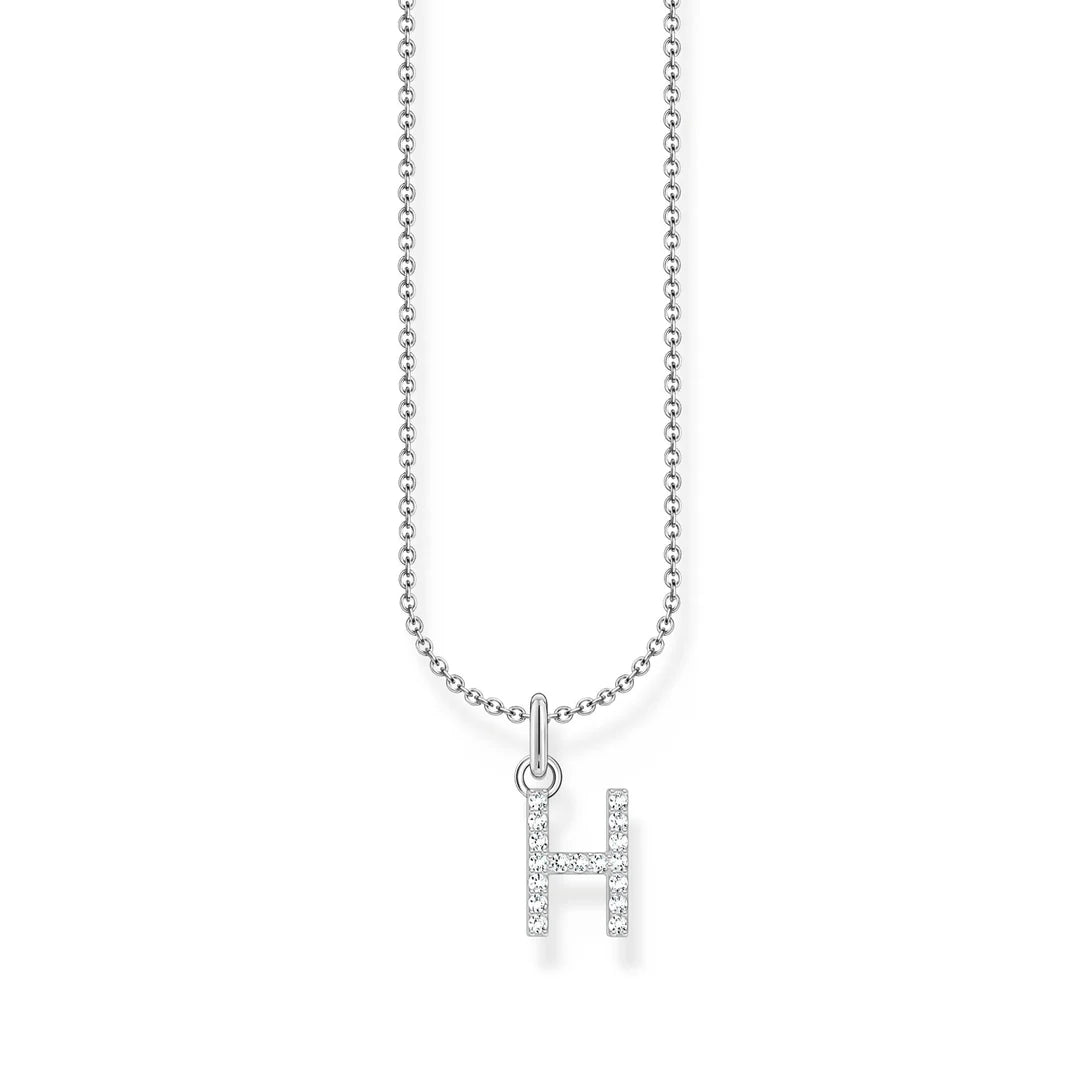 THOMAS SABO NECKLACE with Letter Pendant H and White Zirconia - SILVER TKE2247