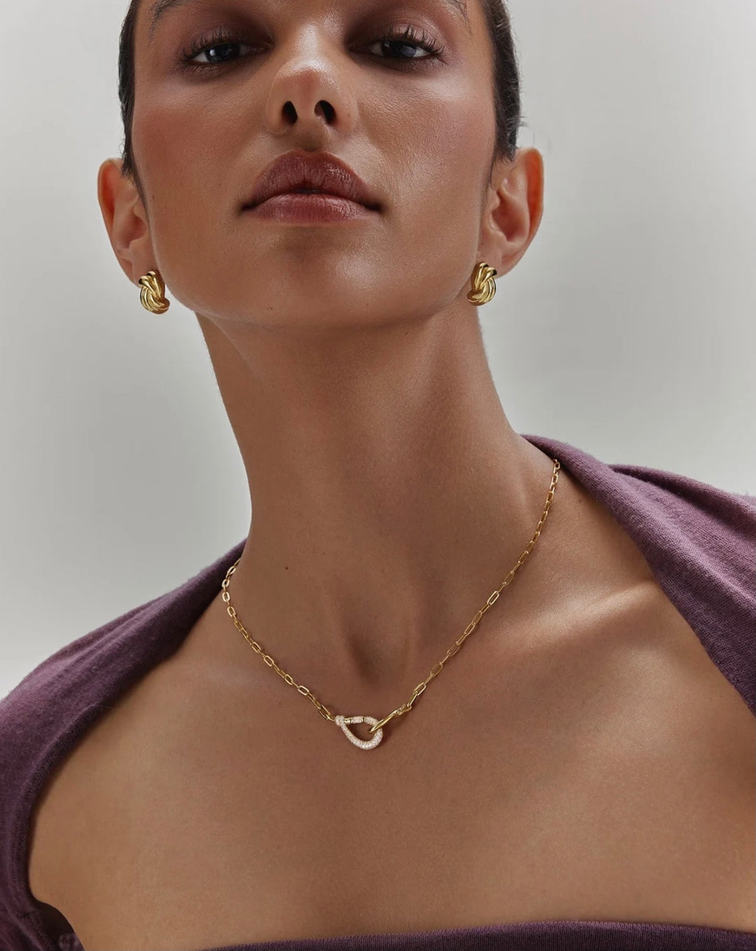 Ania Haie Gold Interlocked Pavé & Polished Knot 43cm Necklace N077-05G