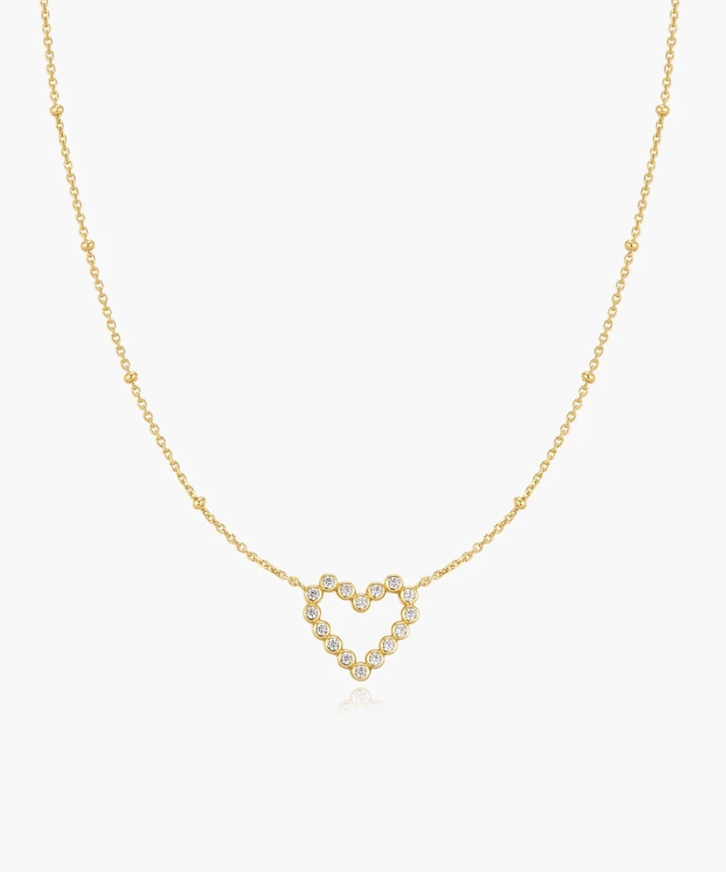 Ania Haie Gold Bezel-Set Round Open Heart Necklace N076-07G