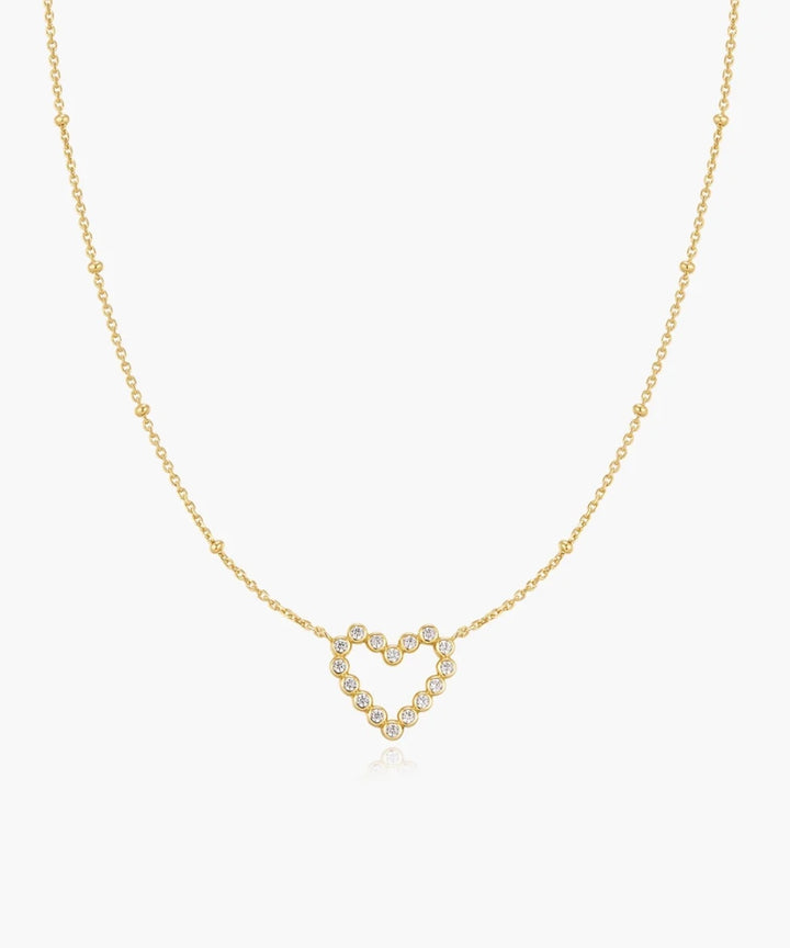 Ania Haie Gold Bezel-Set Round Open Heart Necklace N076-07G