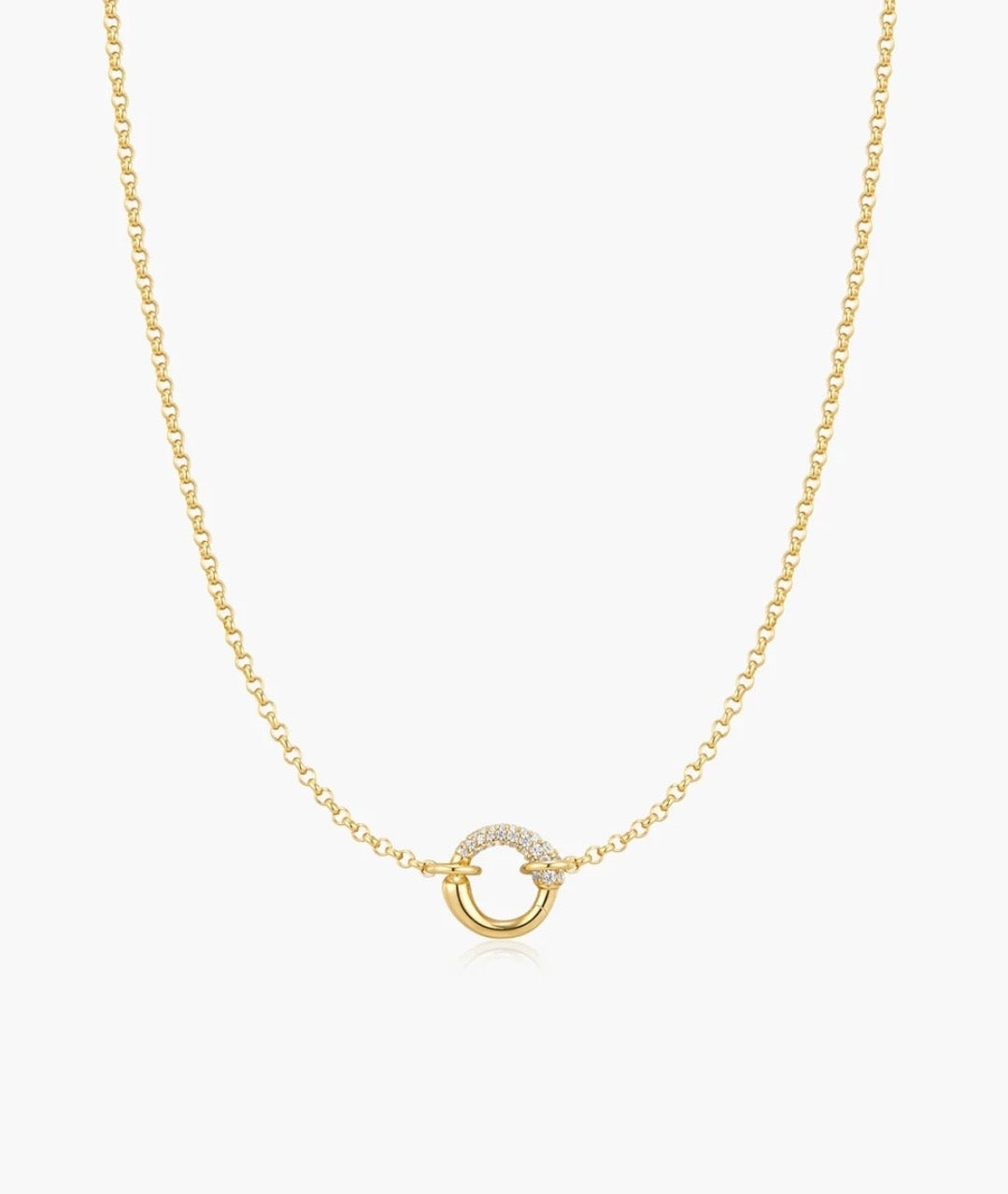 ANIA HAIE Gold Half Pavé & Polish Hoop 43cm Necklace N078-03G