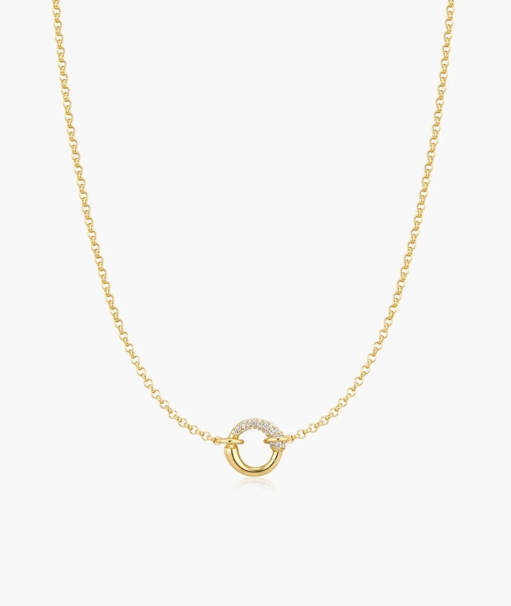 ANIA HAIE Gold Half Pavé & Polish Hoop 43cm Necklace N078-03G