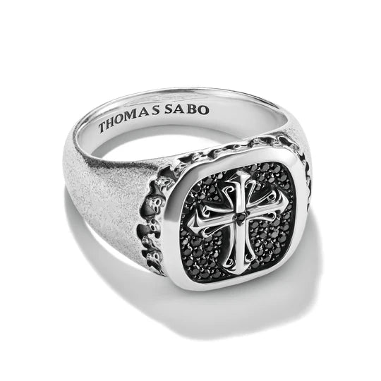 THOMAS SABO Signet Ring Cross Black Zirconia TR2518M