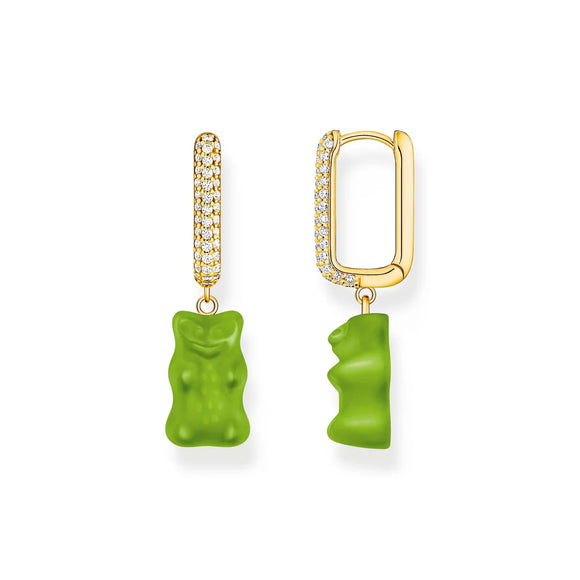 THOMAS SABO SINGLE HOOP EARRING Medium Sized with Apple Green Goldbears TCR727GRY