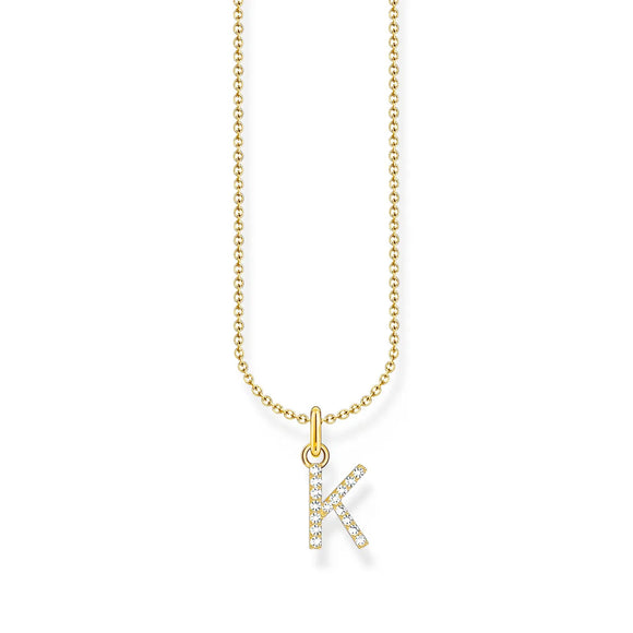 THOMAS SABO NECKLACE with Letter Pendant K and White Zirconia - GOLD TKE2250Y