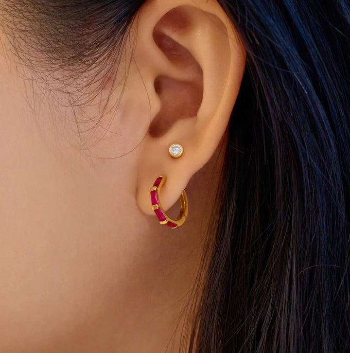 Ania Haie Crimson Huggie Hoop Earrings E071-04G