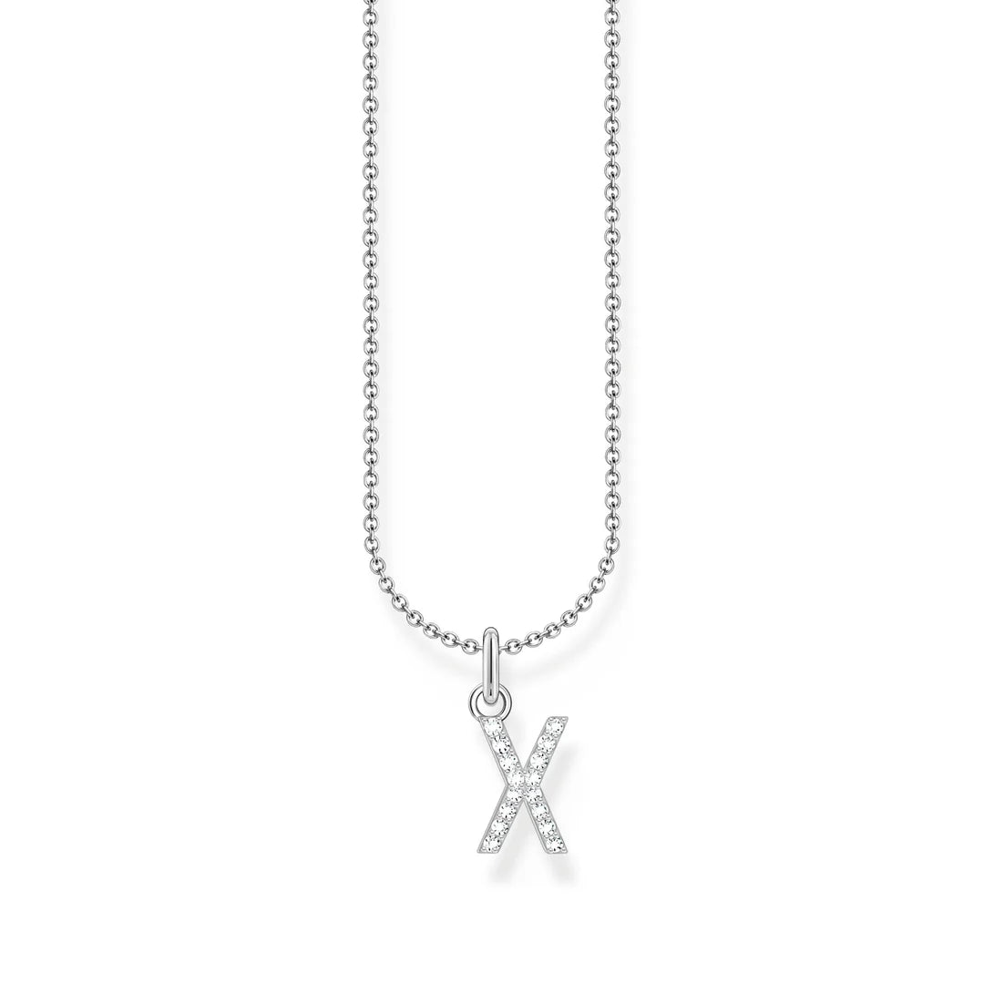 THOMAS SABO NECKLACE with Letter Pendant X and White Zirconia - SILVER TKE2263