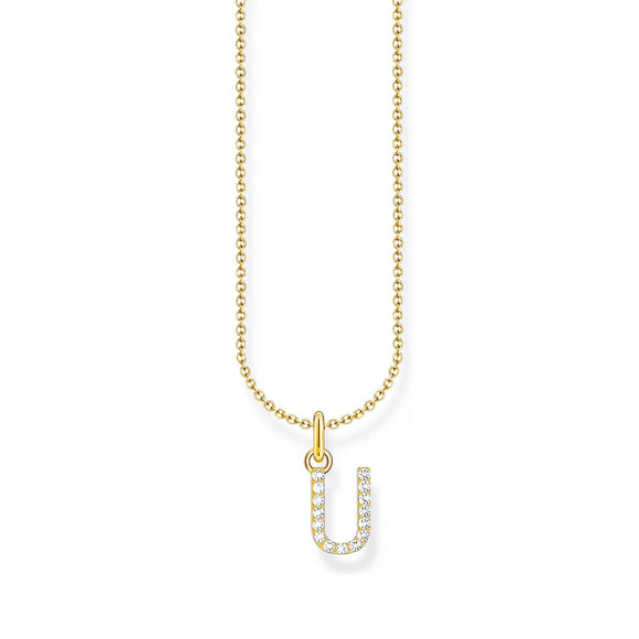 THOMAS SABO NECKLACE with Letter Pendant U and White Zirconia - GOLD TKE2260Y