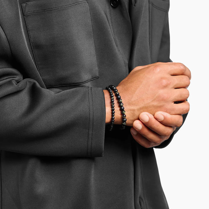 THOMAS SABO Talisman Bracelet with Tiger Eye and Obsidian Beads TA2182BL