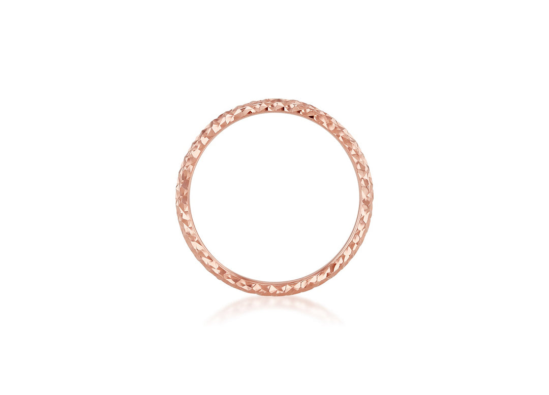 9K Rose Gold Solid Diamond-Cut Stacker Ring