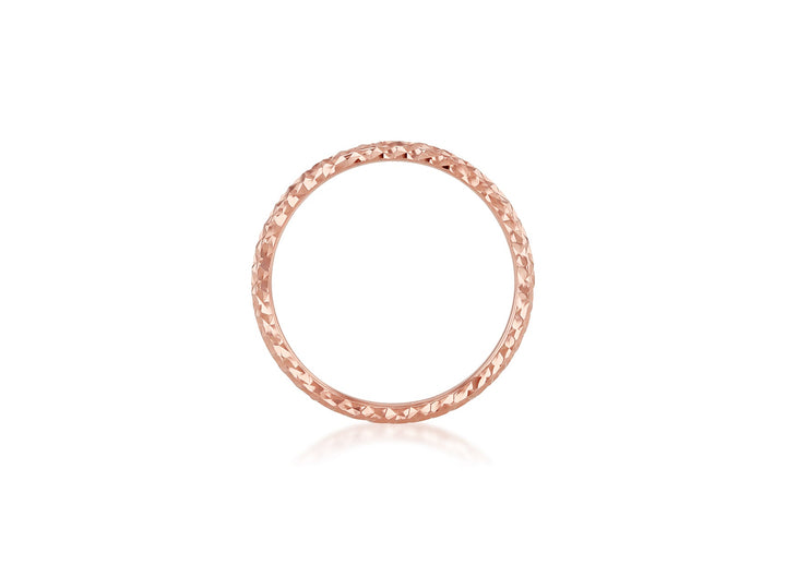 9K Rose Gold Solid Diamond-Cut Stacker Ring